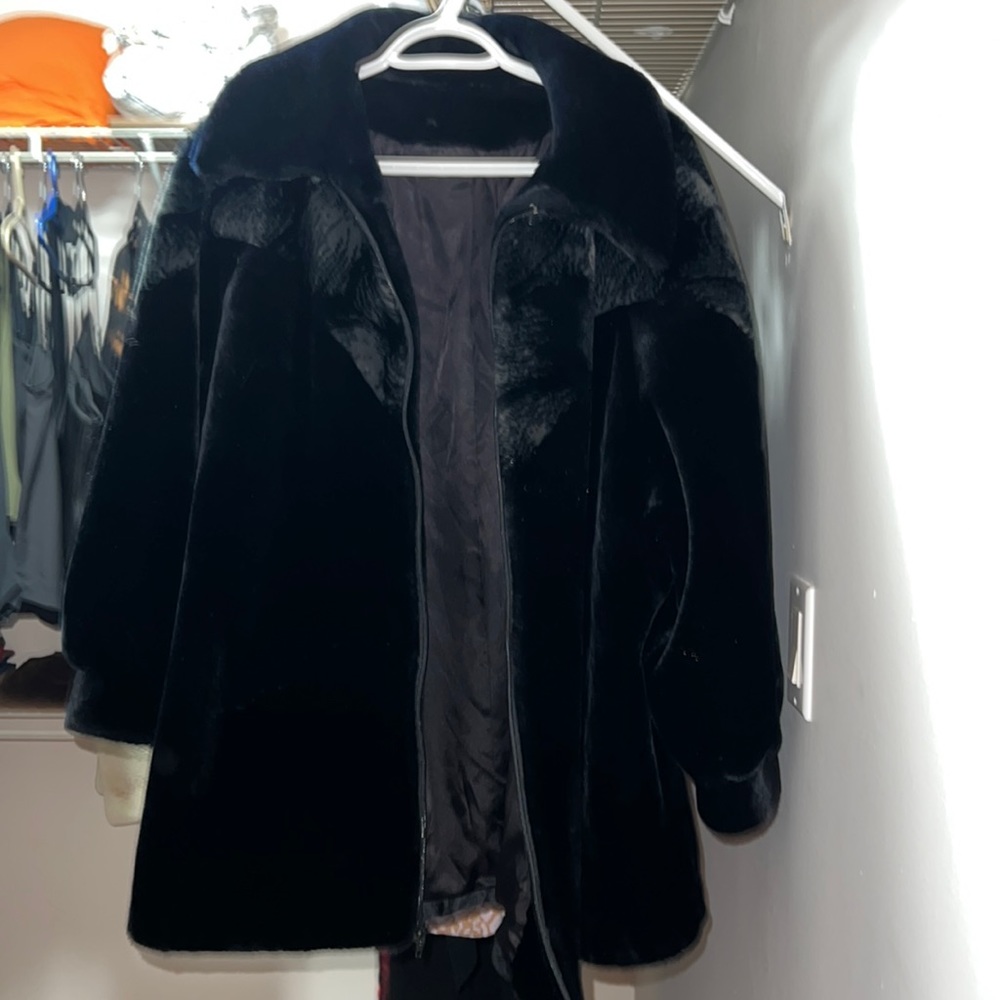 Vintage black faux fur coat